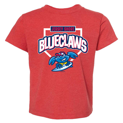 Jersey Shore BlueClaws Toddler Red Surfing Crab T-Shirt