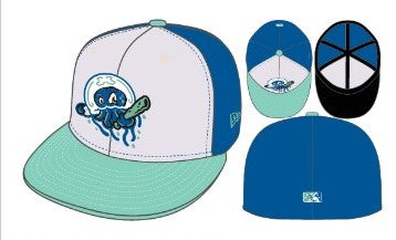 Jersey Shore BlueClaws Copa White Blue Mint New Era 59Fifty Medusas Fitted Cap
