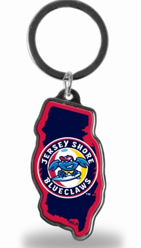 Jersey Shore BlueClaws Primary Logo State Keychain