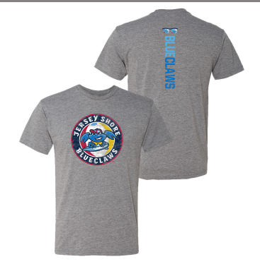 Jersey Shore BlueClaws 108 Stitches Primary Logo RazorBack T-Shirt