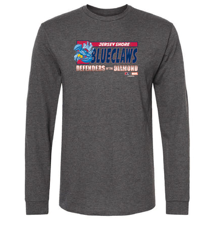 Jersey Shore BlueClaws Marvel’s Defenders of the Diamond Adult Long Sleeve Tee