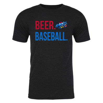 Jersey Shore BlueClaws 108 Stitches Beer. Baseball Tee