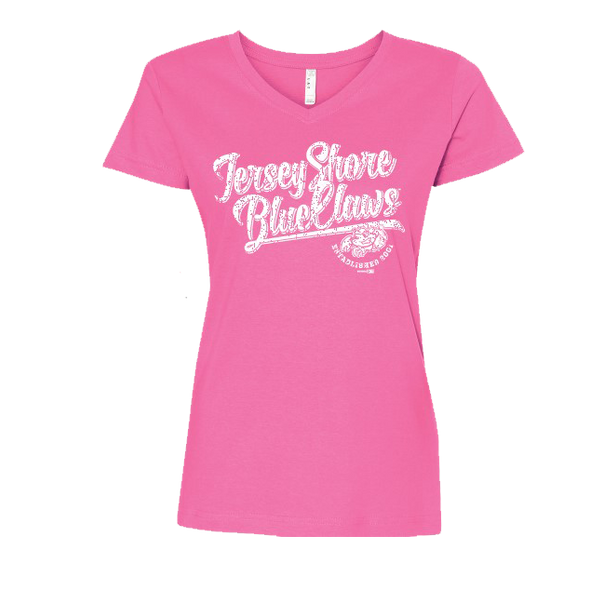 Jersey Shore BlueClaws Ladies Pink Boogie Board T-Shirt