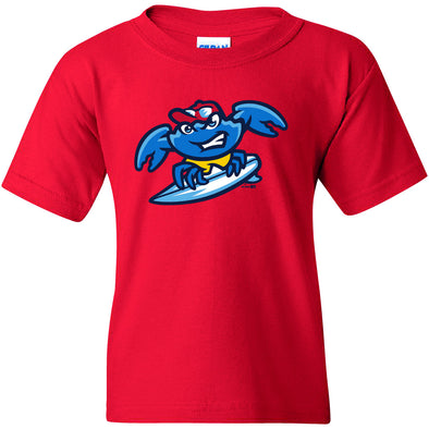 Jersey Shore BlueClaws Surfing Crab Home Youth Logo Tee