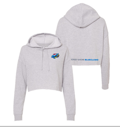 Jersey Shore BlueClaws 108 Stitches Embroidered Droptail Crop Hoodie